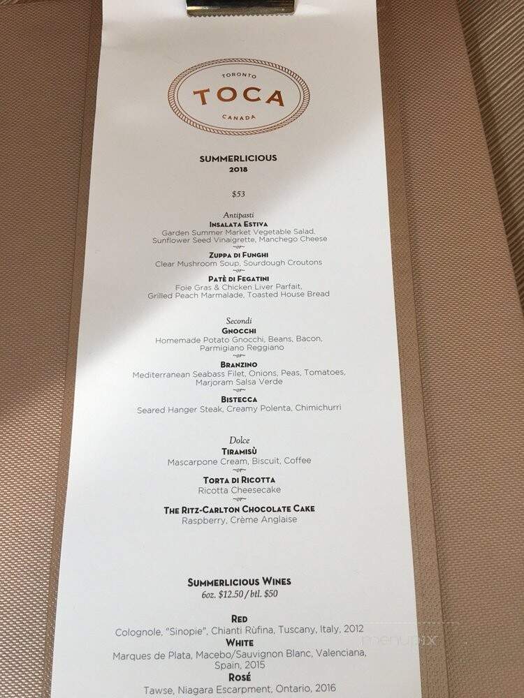TOCA - Ritz Carlton Toronto - Toronto, ON menu_pic