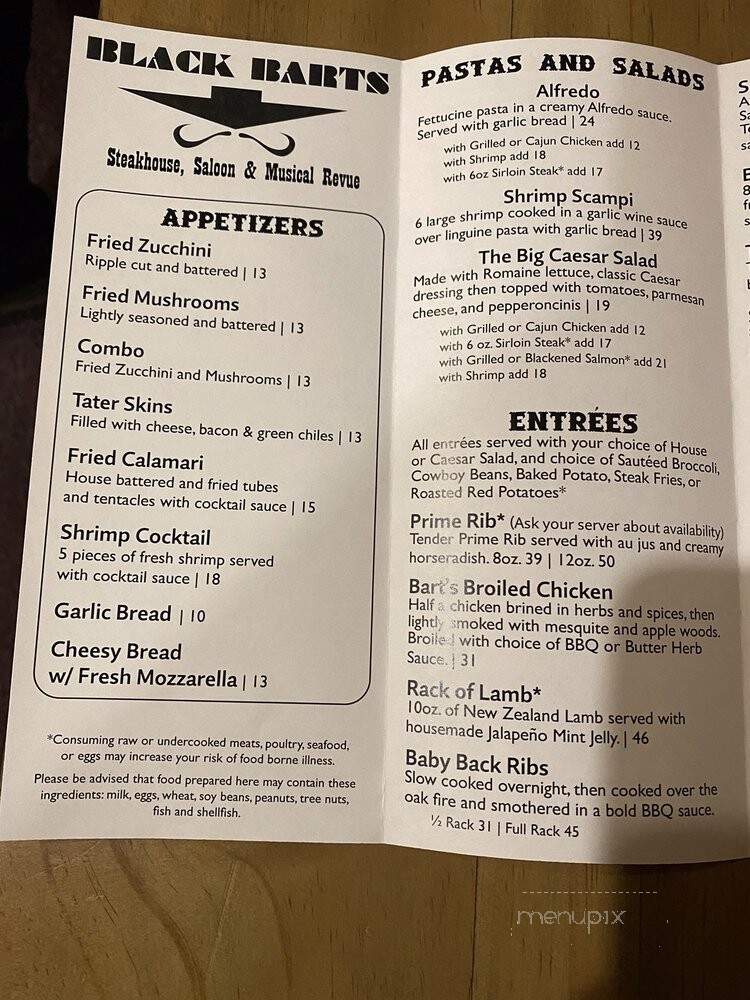 Black Barts Steak Hse Saloon - Flagstaff, AZ menu_pic