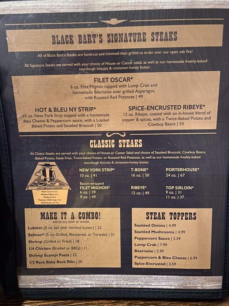 Black Barts Steak Hse Saloon - Flagstaff, AZ menu_pic