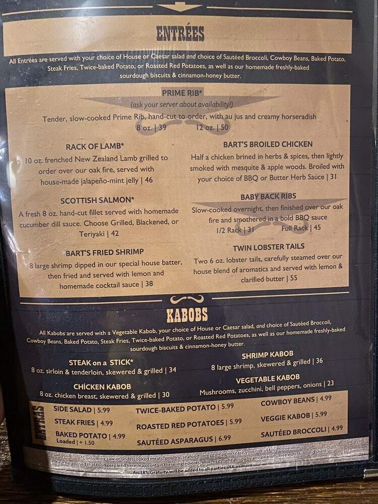 Black Barts Steak Hse Saloon - Flagstaff, AZ menu_pic