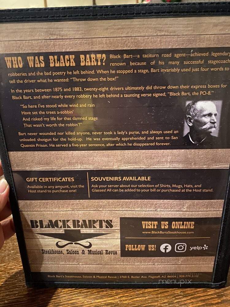 Black Barts Steak Hse Saloon - Flagstaff, AZ menu_pic