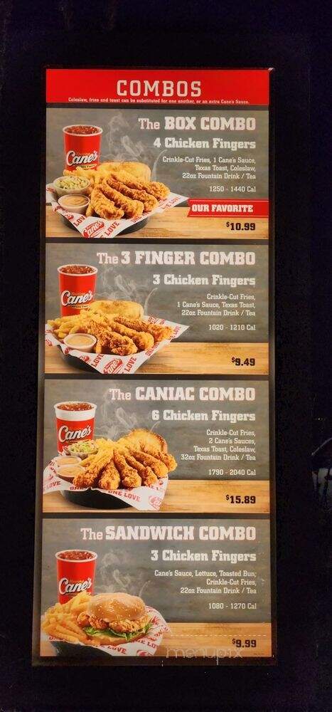 Raising Cane's Chicken Fingers - Tucson, AZ menu_pic