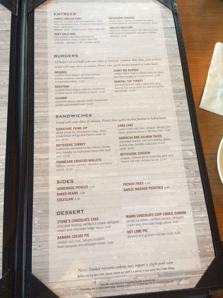 Redstone American Grill - Burlington, MA menu_pic