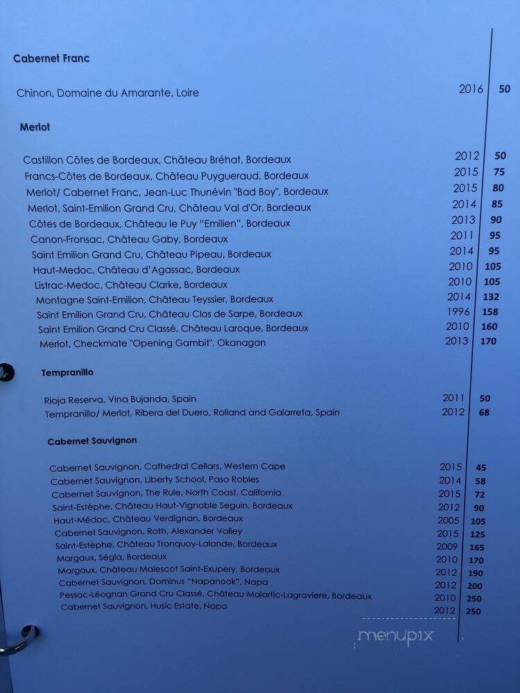 Sur-lie - French Restaurant Ottawa - Ottawa, ON menu_pic