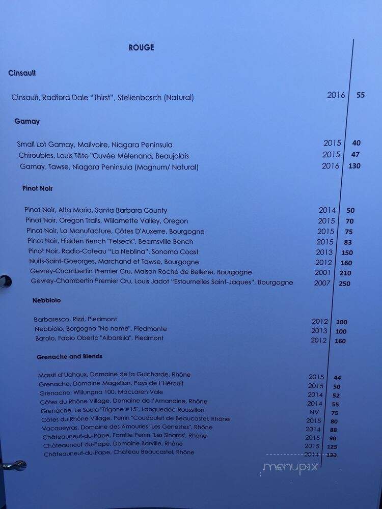 Sur-lie - French Restaurant Ottawa - Ottawa, ON menu_pic