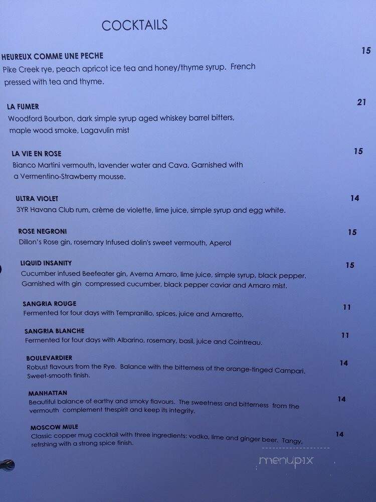 Sur-lie - French Restaurant Ottawa - Ottawa, ON menu_pic