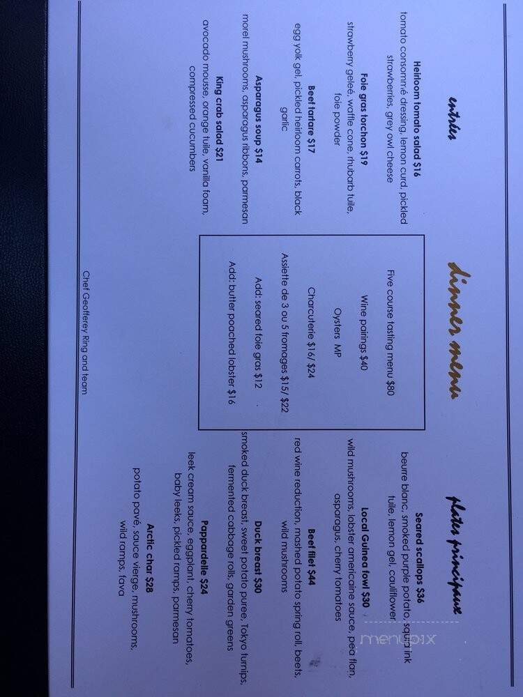 Sur-lie - French Restaurant Ottawa - Ottawa, ON menu_pic