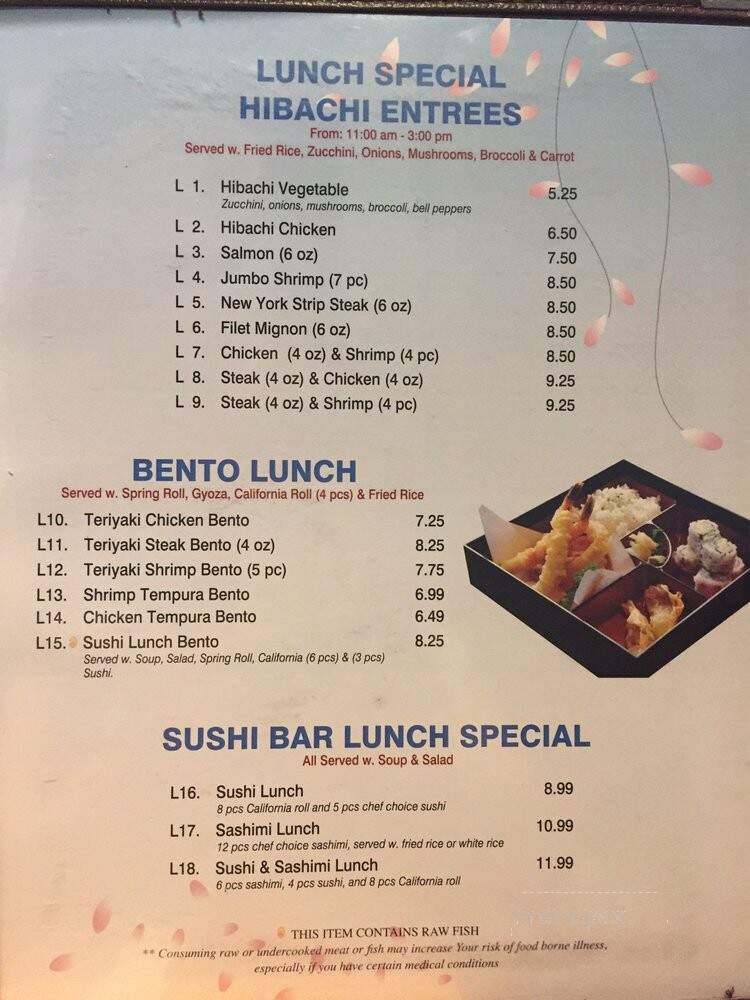 Yamato Sushi & Steakhouse - Senatobia, MS menu_pic