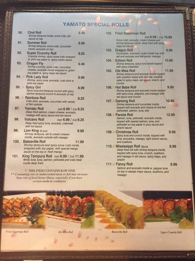 Yamato Sushi & Steakhouse - Senatobia, MS menu_pic
