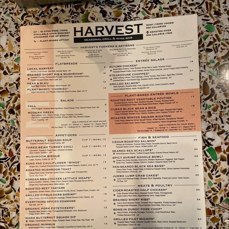 Harvest Seasonal Grill & Wine Bar - Montage - Philadelphia, PA menu_pic