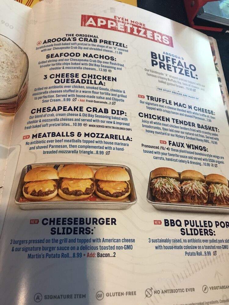 Arooga's - Allentown, PA menu_pic