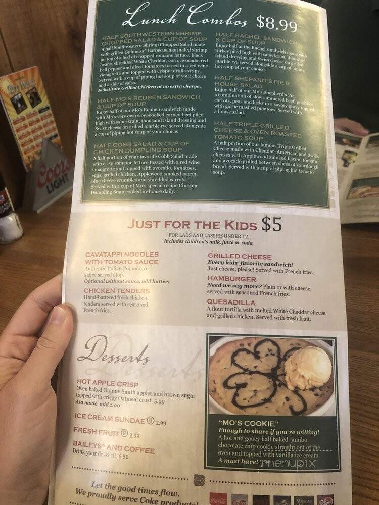 Mo's Irish Pub - College Station, TX menu_pic