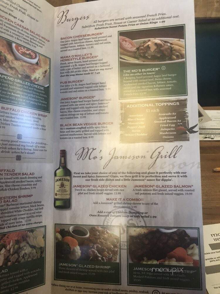 Mo's Irish Pub - College Station, TX menu_pic