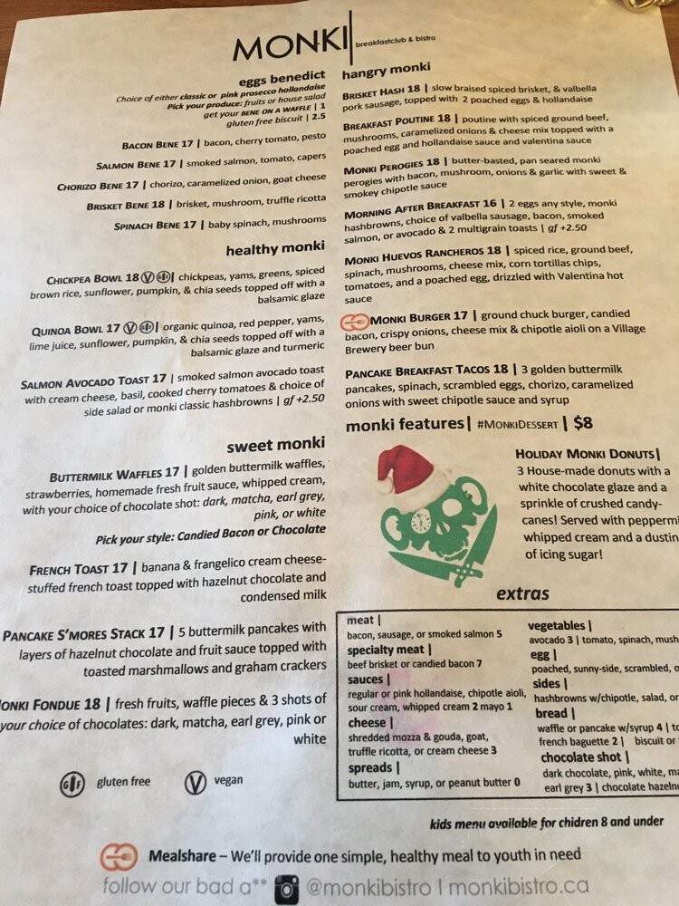 Monki Breakfast Club & Bistro - Calgary, AB menu_pic