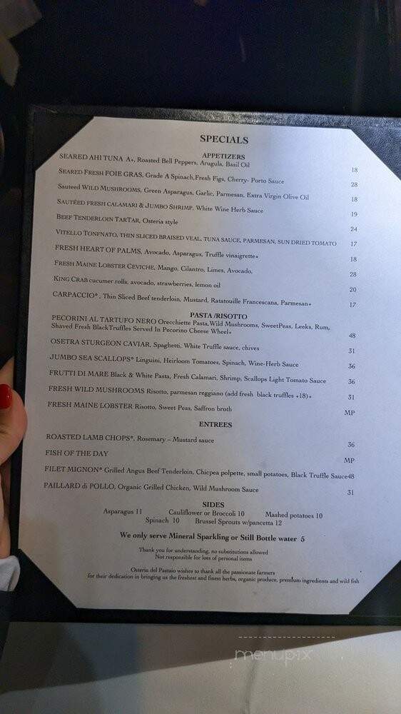 Osteria Del Pastaio - Chicago, IL menu_pic
