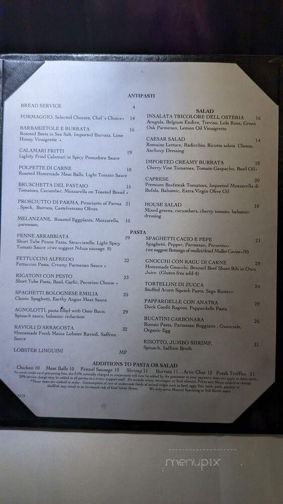 Osteria Del Pastaio - Chicago, IL menu_pic