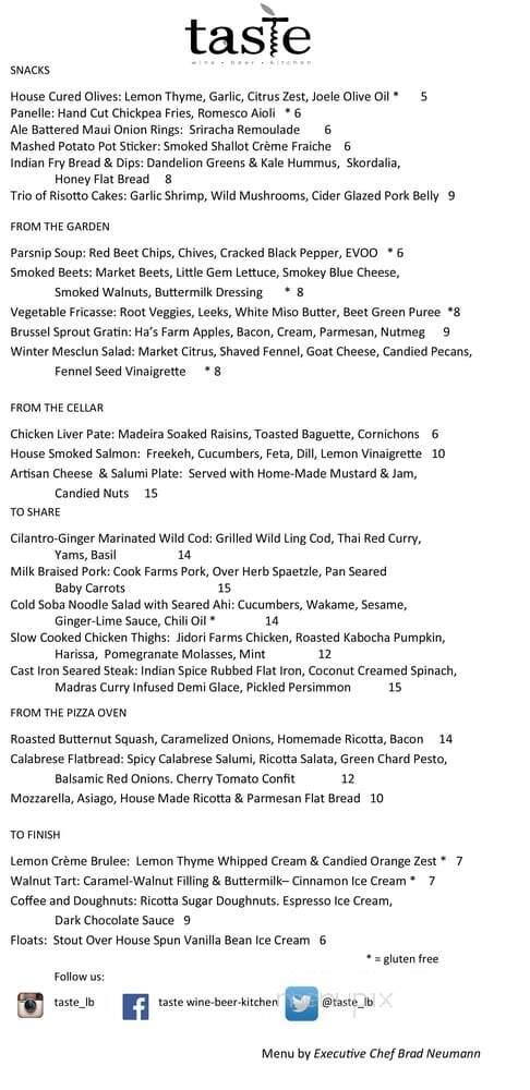 Taste Wine-beer-kitchen - Long Beach, CA menu_pic