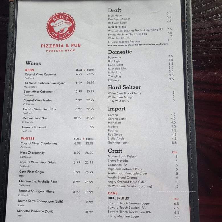 Slice Of Life Pizzeria & Pub - Wilmington, NC menu_pic