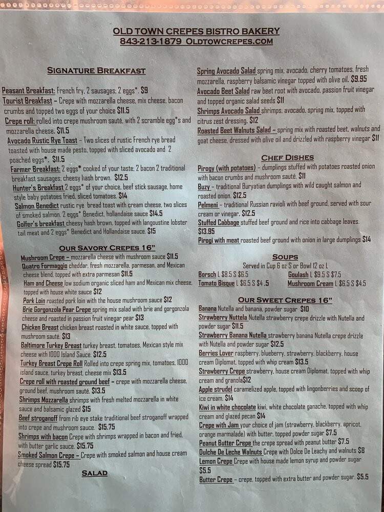 Old Town Crepes - Myrtle Beach, SC menu_pic