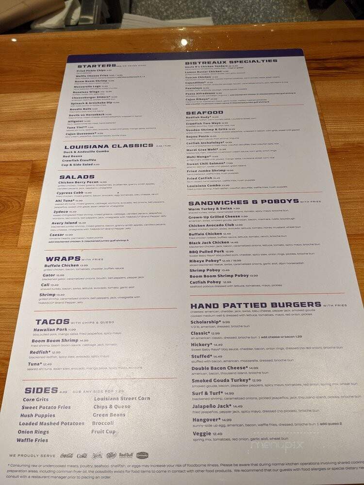 Walk-on's Sports Bistreaux - Orlando, FL menu_pic