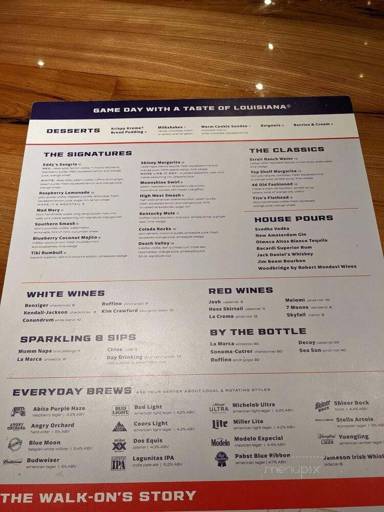 Walk-on's Sports Bistreaux - Orlando, FL menu_pic