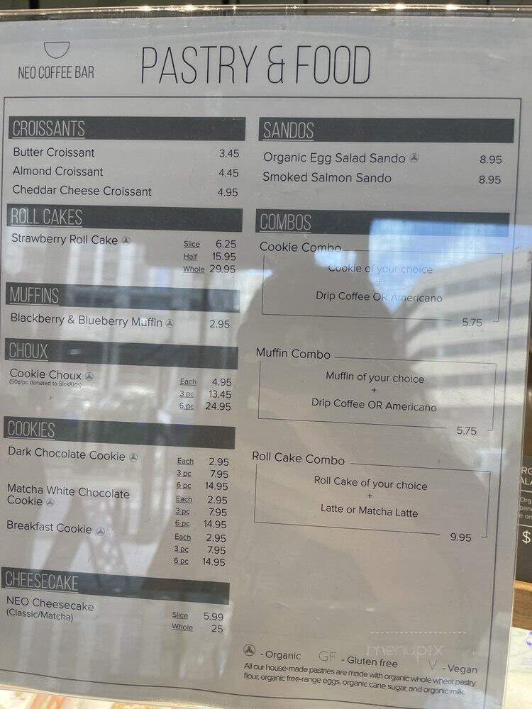 Neo Coffee Bar Bay X College - Toronto, ON menu_pic