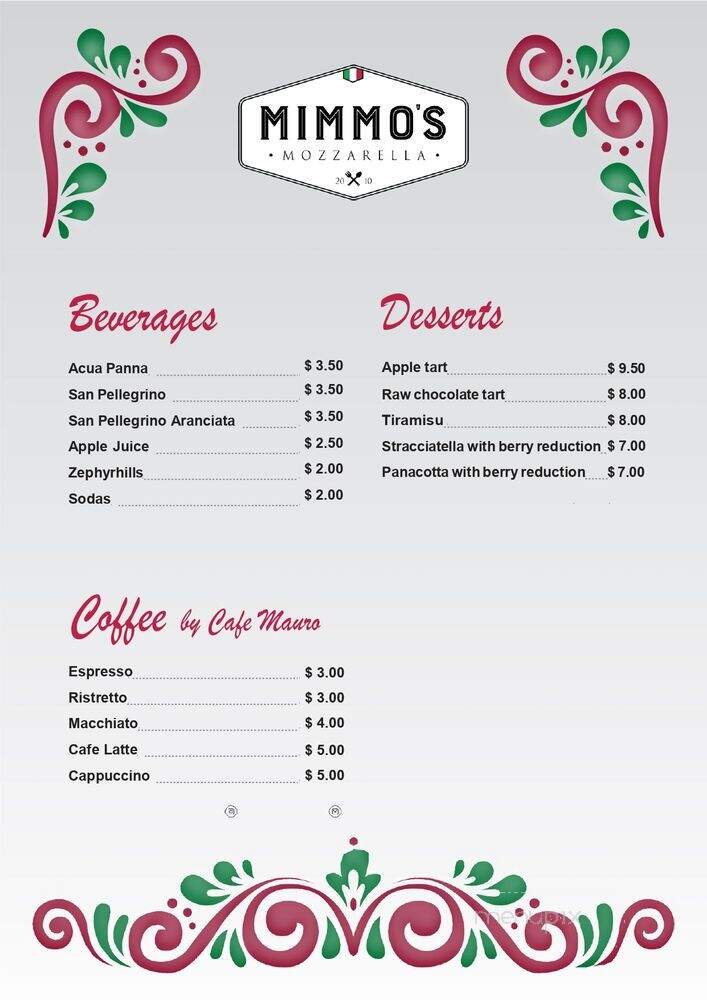 Mimmos Mozzarella - North Miami, FL menu_pic