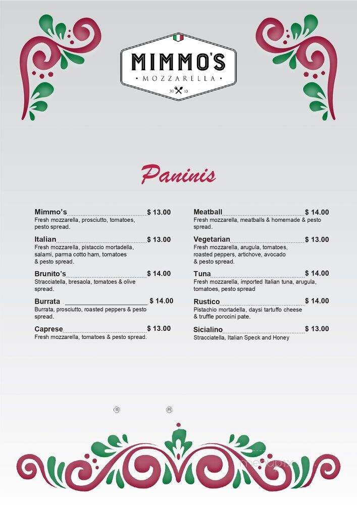 Mimmos Mozzarella - North Miami, FL menu_pic