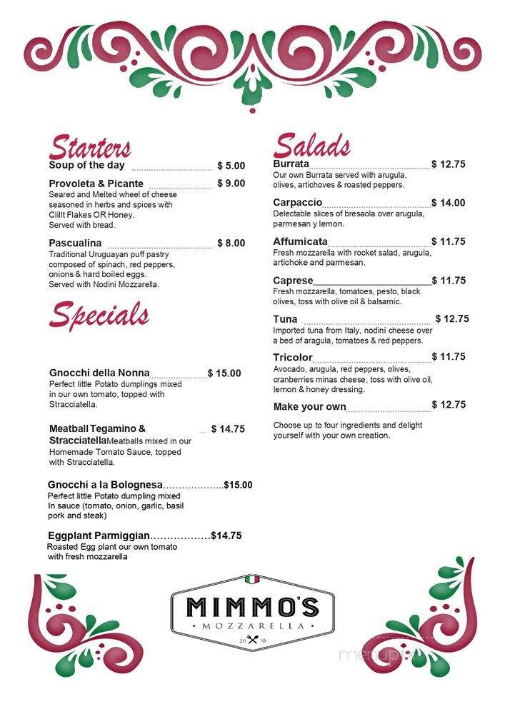 Mimmos Mozzarella - North Miami, FL menu_pic