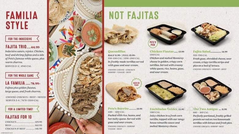 Fajita Pete's - Dallas, TX menu_pic