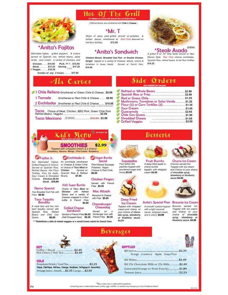 Anita's New Mexico Style Mexican Food - Vienna, VA menu_pic