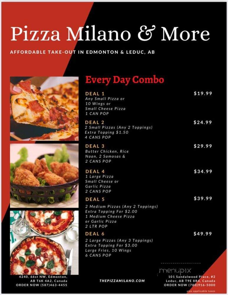 Pizza Milano & More - Edmonton, AB menu_pic