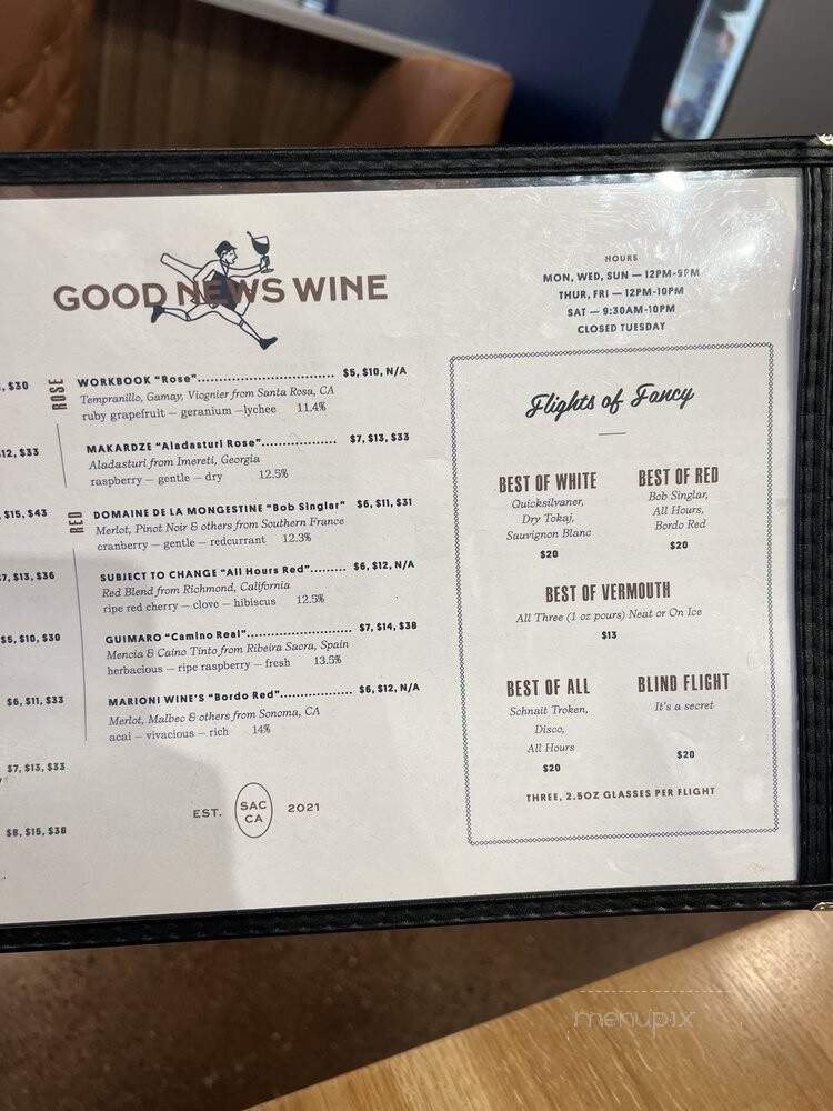 Good News Wine - Sacramento, CA menu_pic