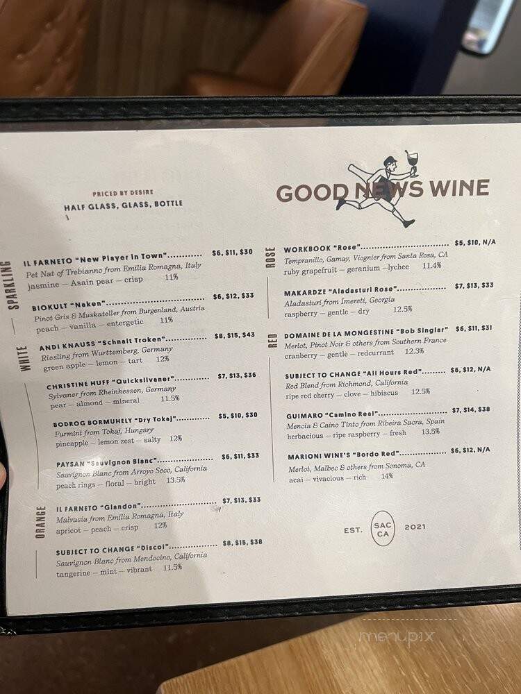 Good News Wine - Sacramento, CA menu_pic