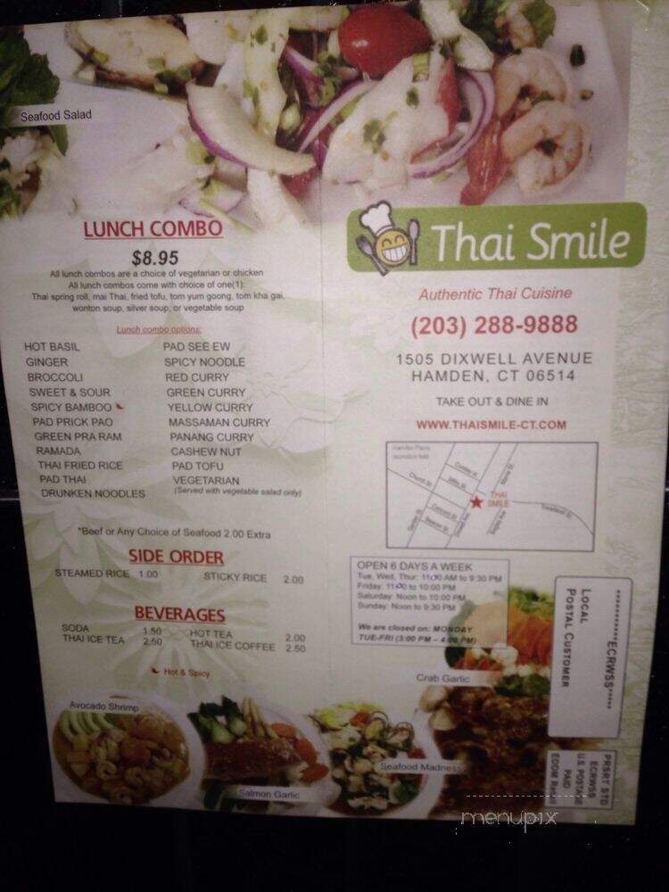 Thai Smile Restaurant - Hamden, CT menu_pic