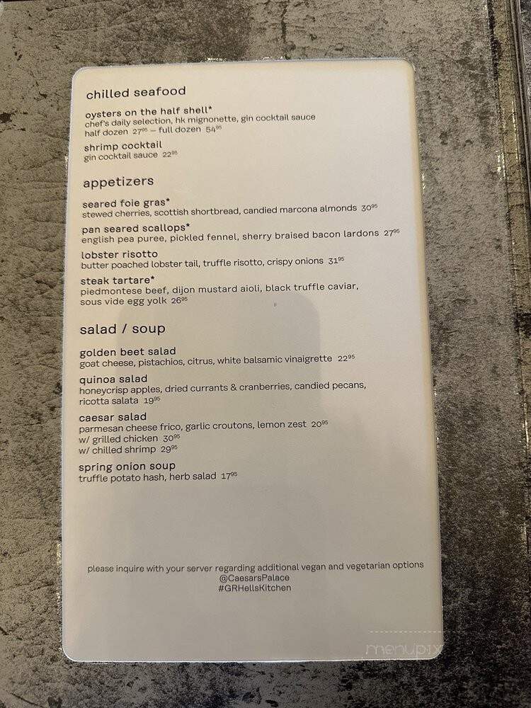 Gordon Ramsay Hell's Kitchen - Las Vegas, NV menu_pic