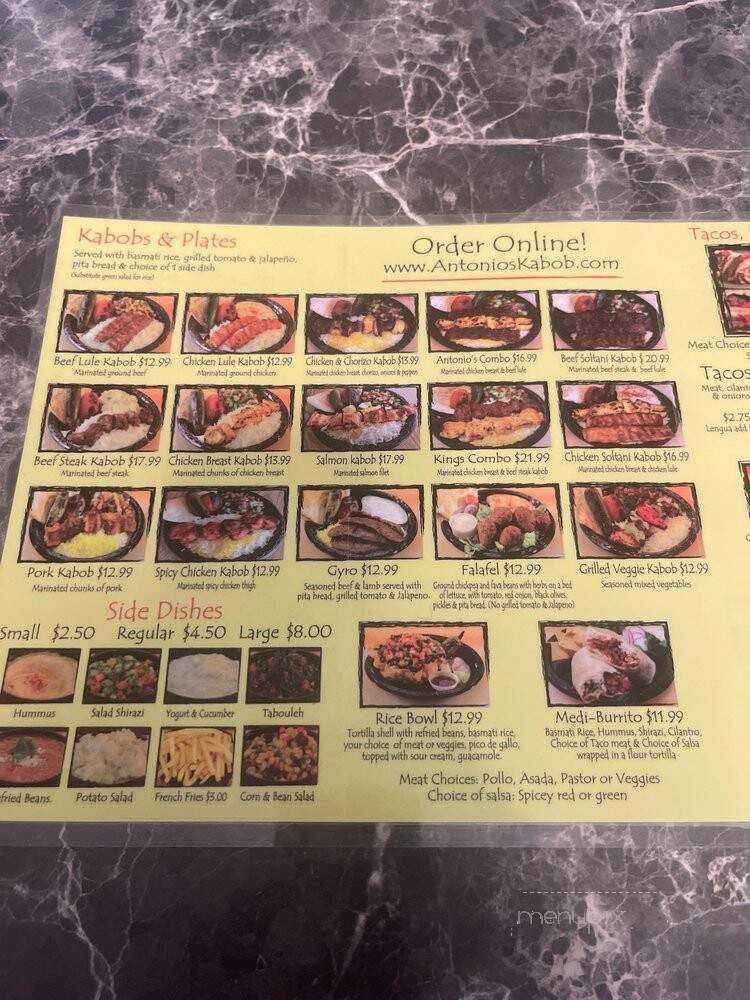 Antonio's Tacos & Kabob - North Hollywood, CA menu_pic
