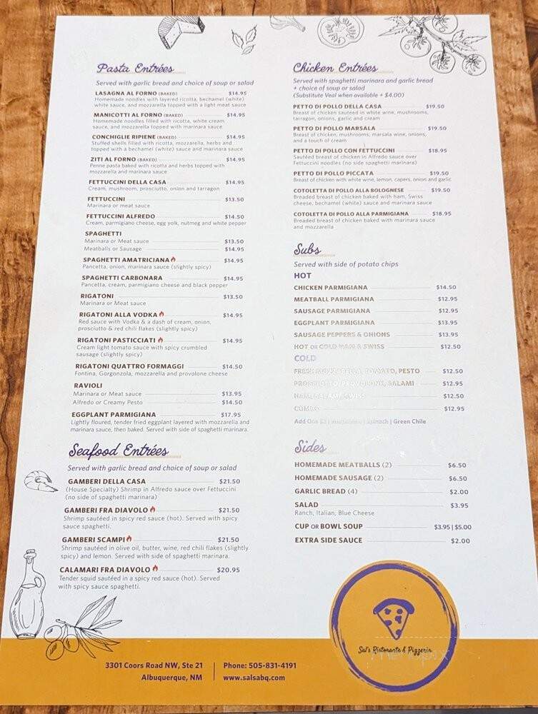 Sal's - Albuquerque, NM menu_pic