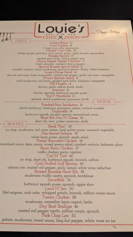Louie's By Chef Jason - Robbinsville Twp, NJ menu_pic