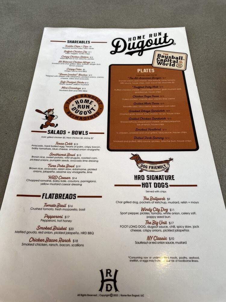 Home Run Dugout - Katy, TX menu_pic