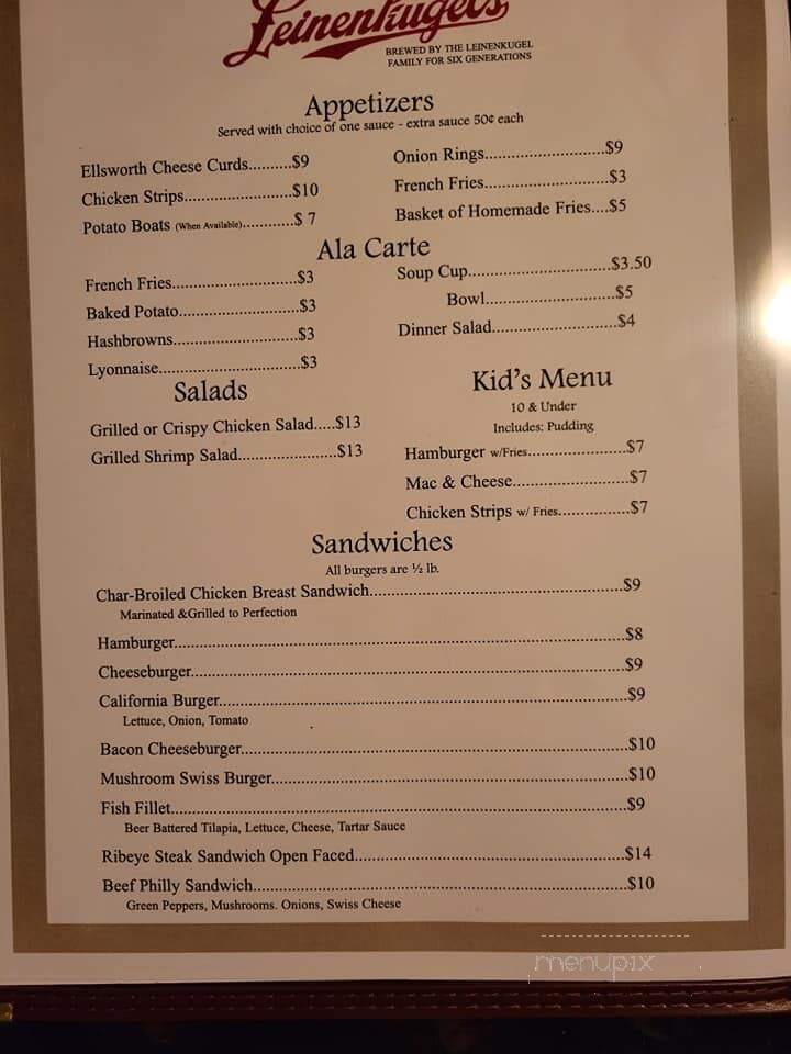 Foster's Riverview Inn - Cornell, WI menu_pic
