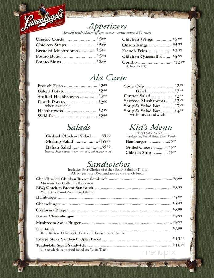 Foster's Riverview Inn - Cornell, WI menu_pic