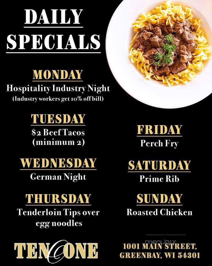 Ten O One Club - Green Bay, WI menu_pic