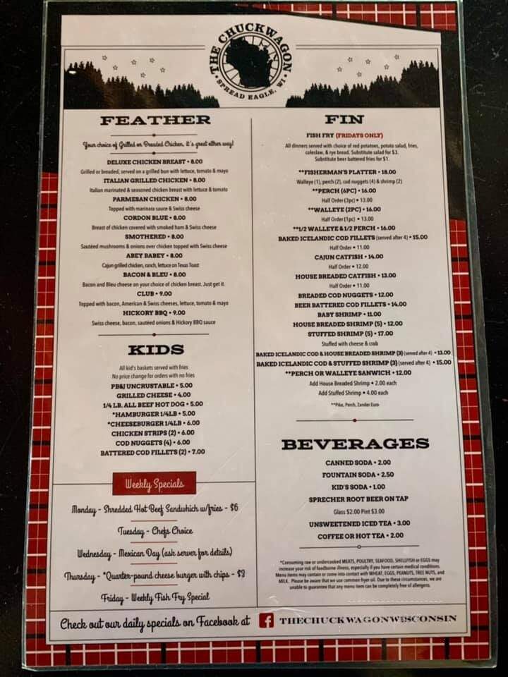 Chuck Wagon - Florence, WI menu_pic