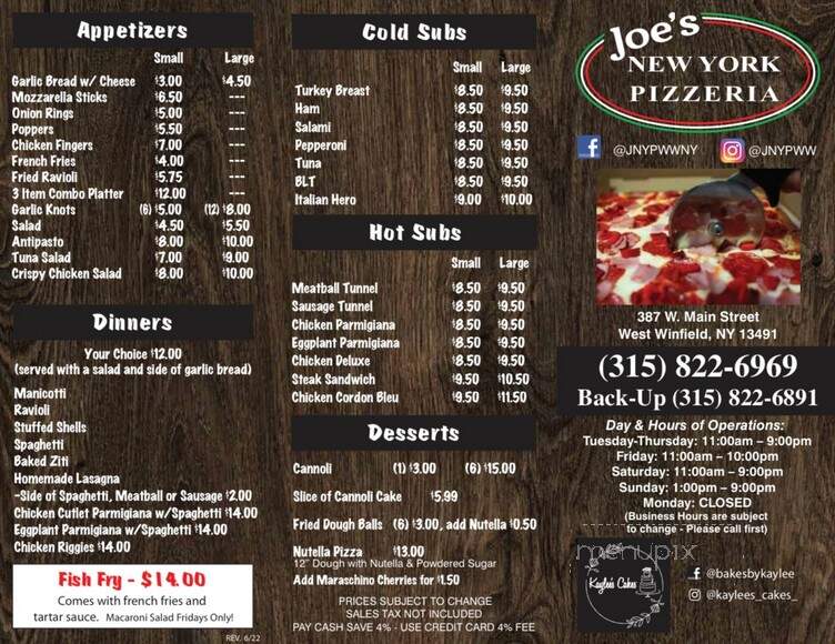 New York Pizzeria - West Winfield, NY menu_pic