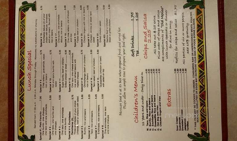 Old Mexico - Donalsonville, GA menu_pic