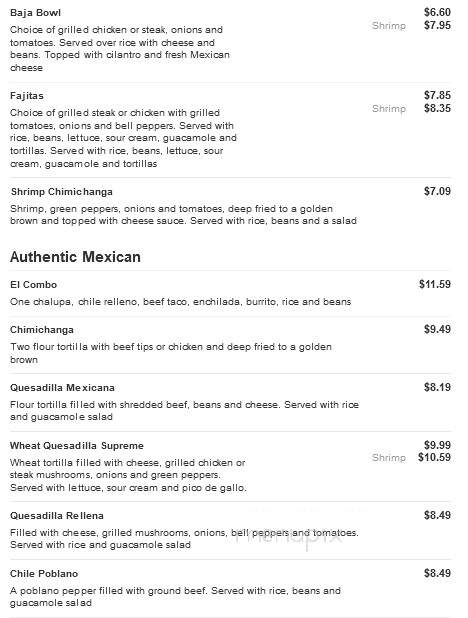 La Cabana - Fulton, KY menu_pic