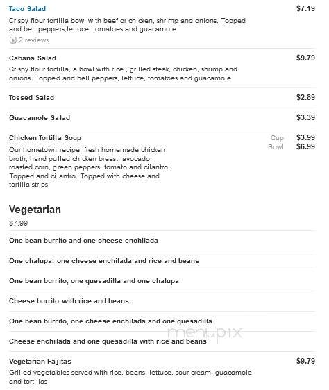 La Cabana - Fulton, KY menu_pic