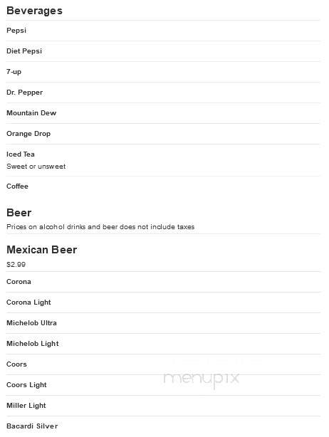 La Cabana - Fulton, KY menu_pic