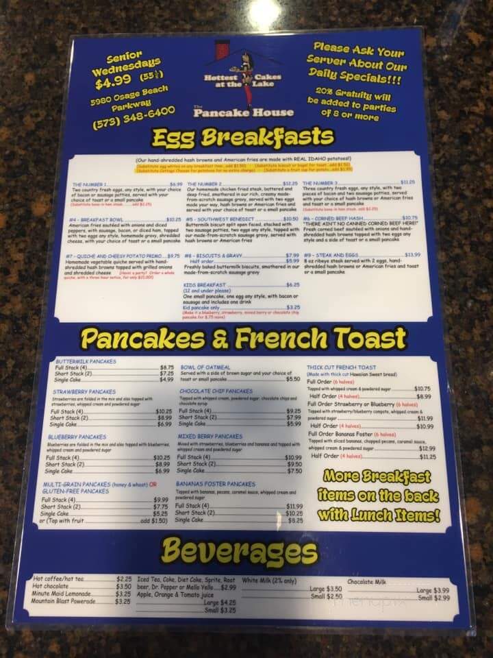 Pancake House - Osage Beach, MO menu_pic